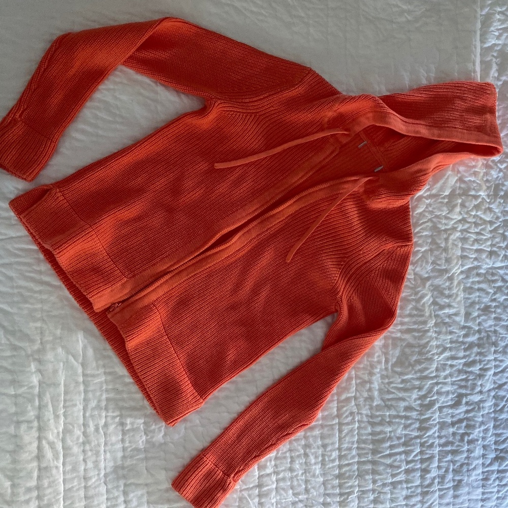 Pura Cashmere XS peach fisherman’s hoodie sweater